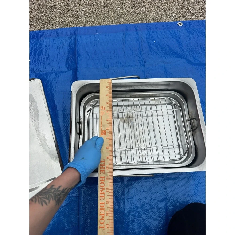 Cameron's Stainless Steel Smoker Box‎ Roasting Pan w/ Rack & Lid - Used Good